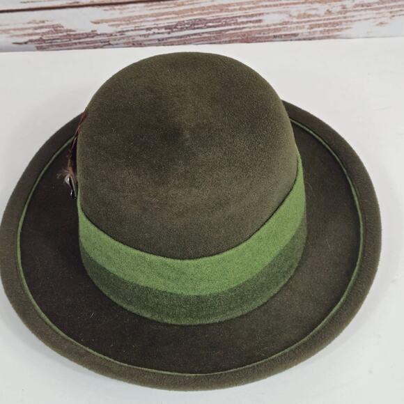 Habsburg traditional german austrian wool felt had green duck feather - Picture 2 of 13